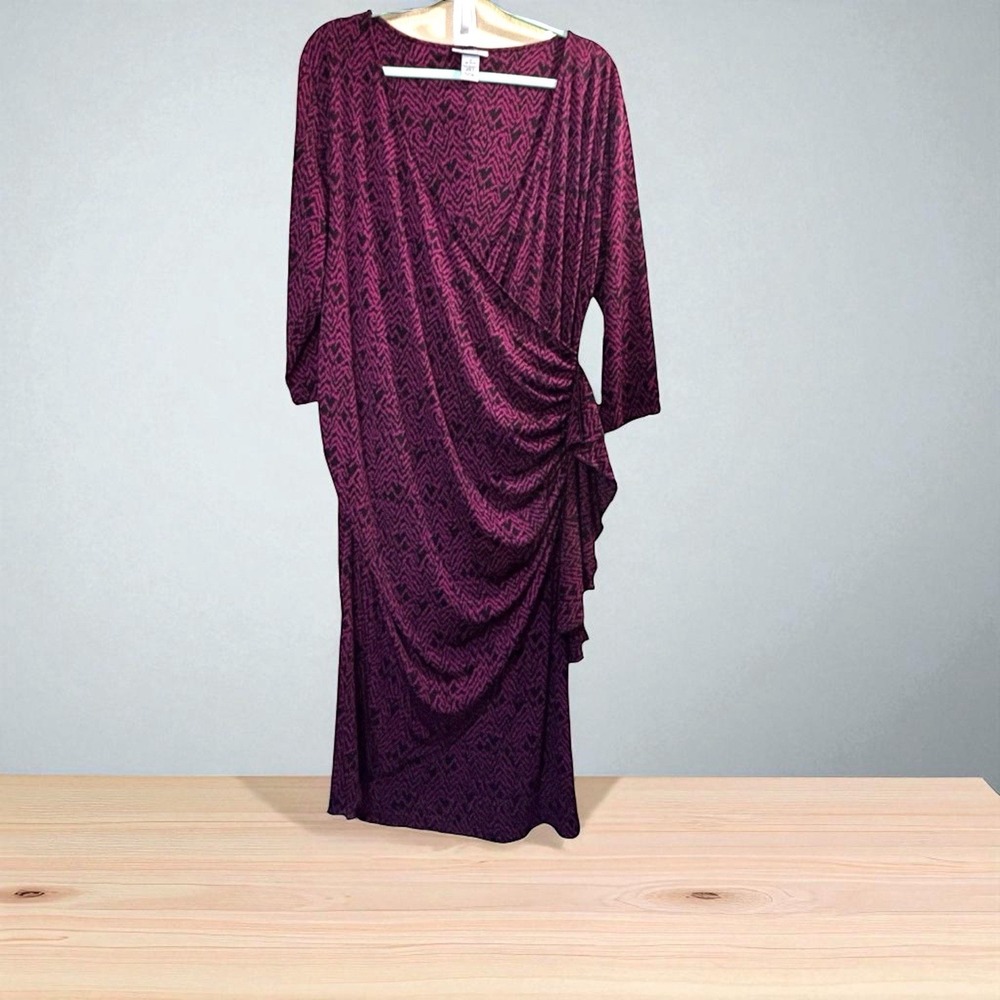 Catherines‎ Plus Size 1X 18/20 Curvy Collection Ruffle Wrap Sheath Dress Pink